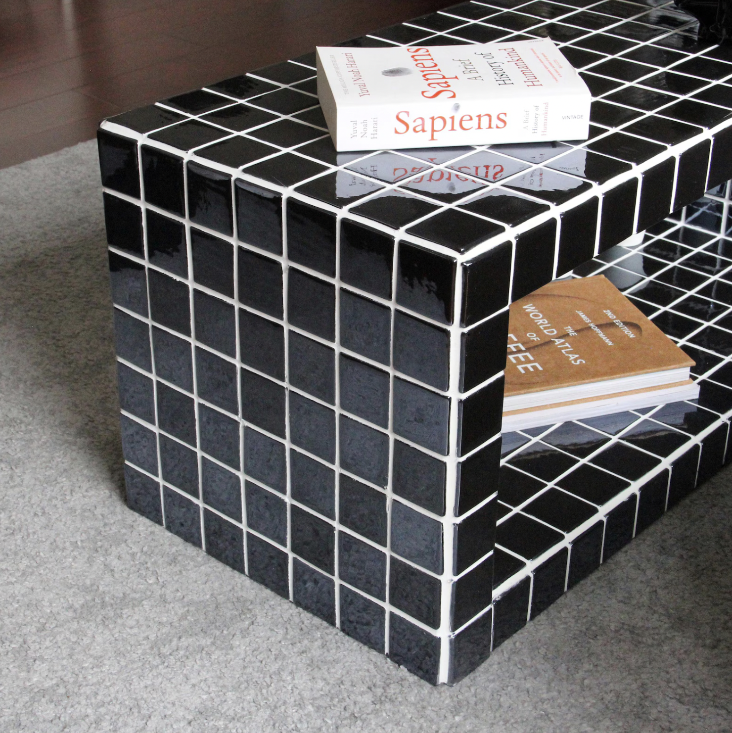 Green mosaic tiled coffee table