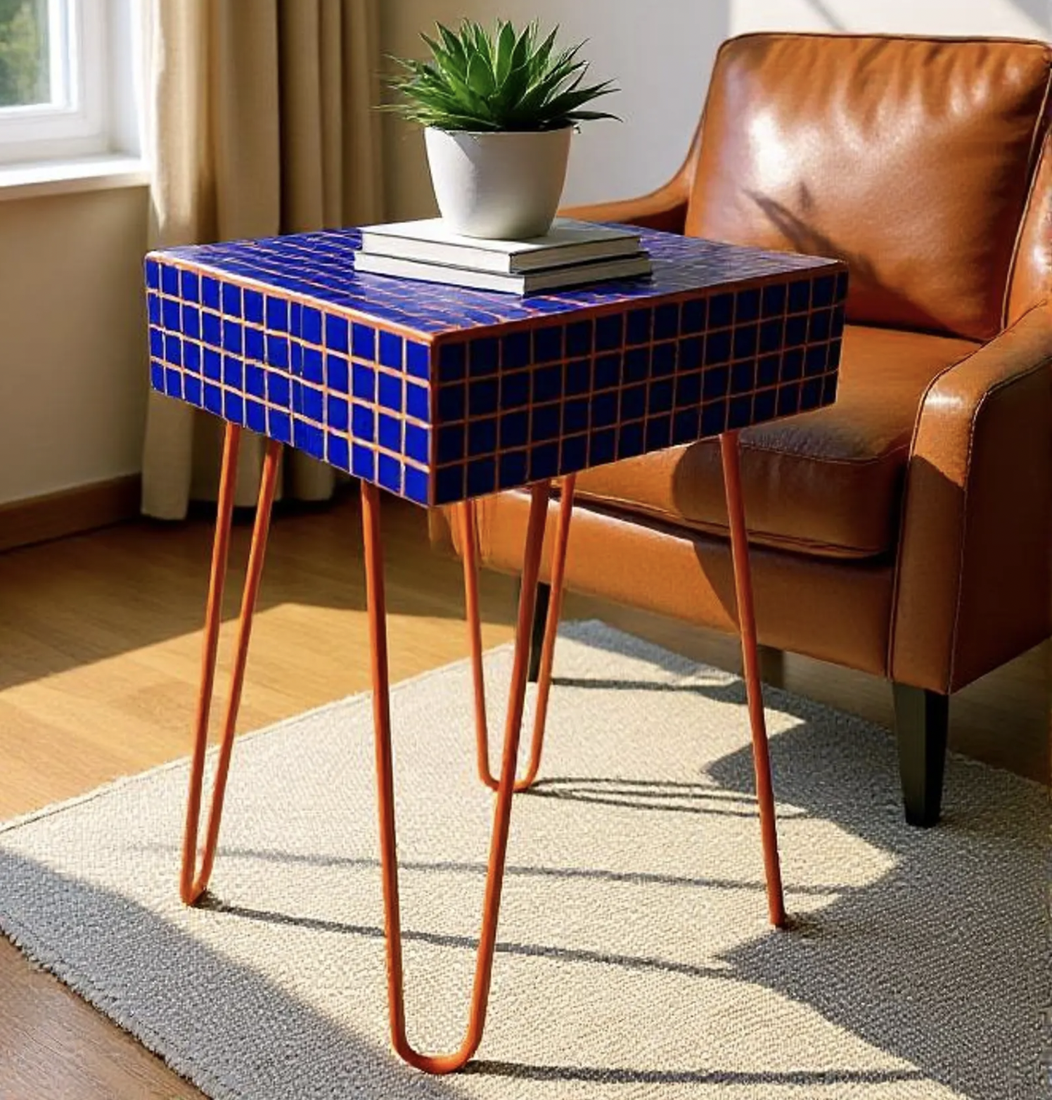 Green tiled coffee table studio